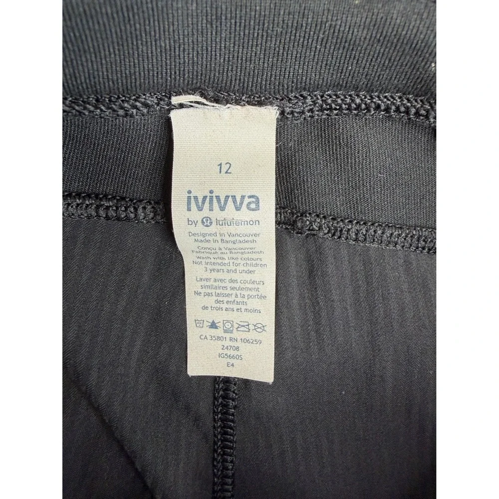 Ivivva by Lululemon Dance Studio Live to Move Pants Girls 12 Black Roll Up Cuffs